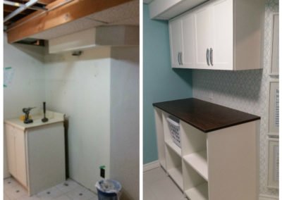 Custom laundry room workspace + sorting station